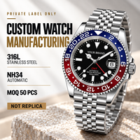 Montre-bracelet automatique pour homme, étanche, personnalisable, avec logo, mouvement mécanique, acier inoxydable