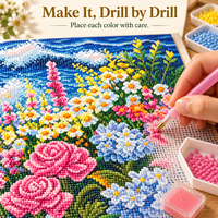 Kit de Peinture Diamant KS Craft Motif Floral Côtier, Perles Spéciales, Paysage Floral, Art Diamant DIY, Décoration Murale, Cadeau