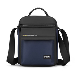 New Men's Genuine Leather Lightweight Single Shoulder Crossbody <b>Backpack</b> Letter Logo Patch Multi-layer Business Wallet Phone Bag - Product Image 3
