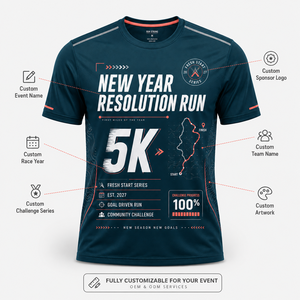 เสื้อวิ่งวันปีใหม่ 5K ฟิตเนสชาเลนจ์ ชุดกีฬาวิ่งแบบกำหนดเอง - Product Image 6