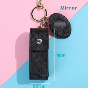 Étui à rouge à lèvres en cuir avec miroir et porte-clés, mini sac à rouge à lèvres en cuir / trousse de maquillage / étui à rouge à lèvres - Product Image 2