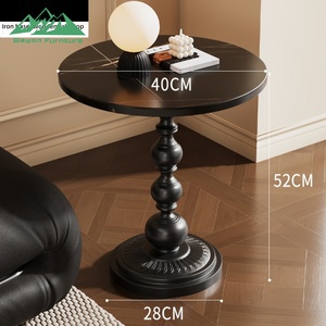 Wayon Furniture Vintage <strong>Black</strong> <strong>Round</strong> <strong>Side</strong> <strong>Table</strong> with Detailed Pedestal Base for Living Room or Bedroom Decor - Product Image 4