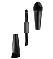 Ensemble de pinceaux de maquillage professionnels 4 en 1 détachables avec éponge de mélange, pinceau de fond de teint angulaire, pinceau correcteur de précision et outil de sculpture