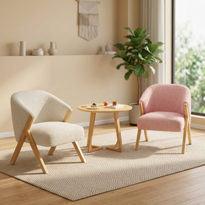 Fauteuil de salon scandinave moderne avec pieds en bois, revêtement moelleux, fauteuil de détente pour la maison - Product Image 3