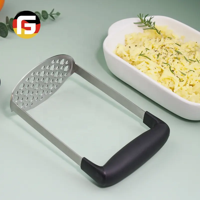 Wide Efficient Innovative Design Stainless Steel Potato Masher with Soft Grips Handle