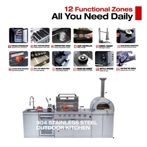 Customize BBQ Large <strong>Pizza</strong> Oven Fridge Sink Counter Gas <strong>Grill</strong> 304 SS Modular Outdoor Kitchen Cabinets for Garden - Product Image 5