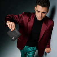Dompet Minimalis BULLCAPTAIN Kulit Asli Anti-RFID untuk Pria dengan Jendela ID dan Tempat Kartu, Dompet Kecil