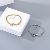 Bracelet cubain unisexe AFXSION tendance, design de niche, chaîne électroplaquée, en acier inoxydable, nœud d'amoureux, cadeau idéal
