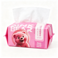 Lingettes jetables Jiaenbao à motif ours, en tissu non tissé doux et respectueux de la peau, pour le visage, usage humide et sec, série 300g, grand format