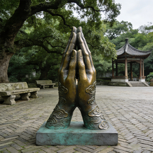 Statua in Metallo Grande Personalizzata per Parchi: Scultura Moderna in Bronzo con Mano che Afferra, Raffigurante una Ragazza che Ti Ferma <span class=keywords><strong>se</strong></span> Cadesti - Product Image 3
