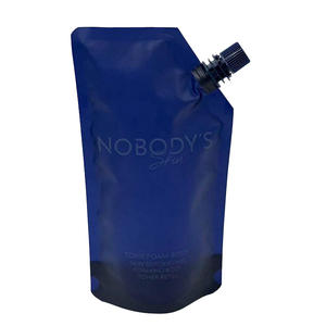 Bolsa de refuerzo lateral azul mate con logotipo personalizado, bolsa de plástico PE resistente a la corrosión, boquilla de pie, Unidad de 30mm para embalaje de crema de baño - Product Image 1