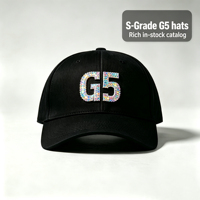 S-Grade G5 Petjes 100% Nieuw Origineel Zwarte Gorra Baardborduurwerk 5-Panel Gestreepte Etnische Baseballpetten Op Maat Gemaakte Baseballpetten