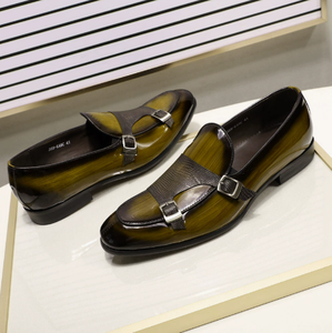 รองเท้าหนังแท้แบบ Monk Strap สำหรับผู้ชาย หัวแหลม ปิดด้วยหัวเข็มขัด สีพื้น เหมาะสำหรับใส่ทำงาน ใส่ได้ทุกฤดู - Product Image 2