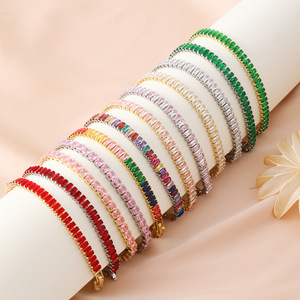 Bracciale Tennis Classico BJG0242B Placcato Oro con Zirconi Colorati e Perline Quadrate - Product Image 1