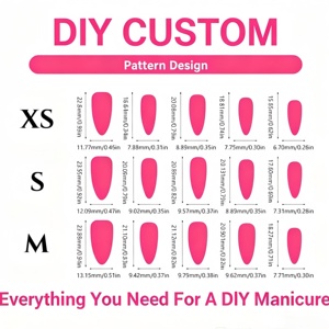 Faux ongles de luxe en gros, longs, en forme d'amande, à presser, motifs capsules colorées à la française, tailles personnalisées, étiquette privée - Product Image 6