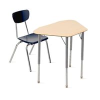 Ensemble de bureau et chaise d'école Pentagon réglables, table d'étude modulaire avec pieds chromés, mobilier de classe collaboratif