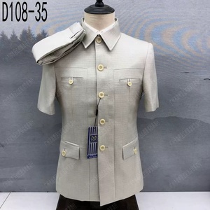 2025 mütevazı yüksek kalite Premium Man takım elbise yaz kısa kollu üst erkekler için pantolon seti iki adet düğün takımları M148 - Product Image 2