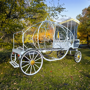 Coche fúnebre de estilo europeo retro, carro de calabaza hueco de hierro forjado, carro fúnebre de 4 ruedas blanco Popular - Product Image 1