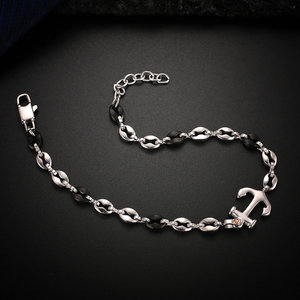 <span class=keywords><strong>Bracelet</strong></span> en acier inoxydable à maillons en forme <span class=keywords><strong>de</strong></span> grains <span class=keywords><strong>de</strong></span> <span class=keywords><strong>café</strong></span>, avec breloque ancre, plaqué noir, élégant et populaire, bijoux <span class=keywords><strong>de</strong></span> haute qualité pour hommes - Product Image 4