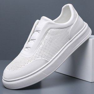 Zapatos Blancos Perforados para Hombre, con Punta Redonda, Cordones, Forro de Malla, Suela de Goma, Estilo Veraniego, para Caminar - Product Image 2