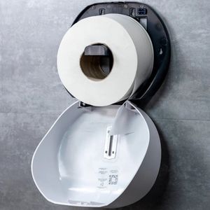 Distributeur de rouleaux Jumbo en surface blanche Fixation de toilette en plastique OEM Montage mural Boîtier en papier Installation Fourniture d'équipement de toilettes - Product Image 3