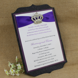 Thiệp Mời Đám Cưới Giấy Lấp Lánh Màu Đen Và Vương Miện Và Thiệp Mời Đám Cưới Lấp Lánh Tùy Chỉnh - Product Image 1