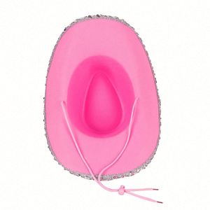 Sombrero de Vaquera para Mujer, de Tela No Tejida, con Borde de Lentejuelas, para Halloween, Carnaval, Festival, Fiesta de Vaqueros - Product Image 4