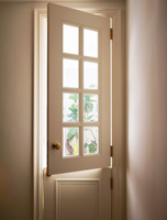 Puerta Holandesa Tradicional de Madera Sólida BOCHARM con Vidrio Arqueado en Forma de Rayos de Sol, Puerta Interior Dividida para Cocina