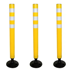 Желтый Дорожный пластиковый предупреждающий столб стояночный знак гибкий направляющий ПЭ столб с черной основой из ПВХ