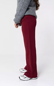 Pantalones de Oficina de Pierna Ancha Color Rojo Oscuro para Mujer, Estilo Vintage, Holgados, con Trabillas para Cinturón y Bolsillos Laterales, Personalizados OEM - Product Image 6