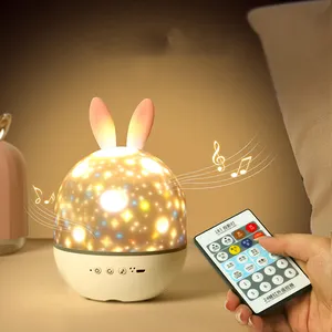 Neue Design Musical Projektion Lampe Für Wand Decke Baby Zimmer Beleuchtung Kaninchen Elf Sterne Projektor Licht