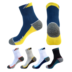 Blue Yellow Crew Sports <b>Socks</b> Breathable Quick Dry Athletic Tube <b>Socks</b> Custom Logo Bottom Print for Running Football - Product Image 1