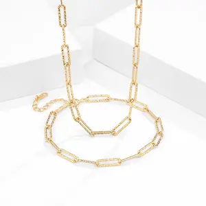 VANA Fashion Minimalist Unisex Jewelry S925 18K placcato oro 925 Sterling Silver Cable Chain bracciale collana set di gioielli
