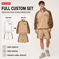 Ensemble de survêtement IKDEER personnalisé à blocs de couleurs, haut à demi-zip et short à cordon de serrage pour les loisirs en plein air et les activités quotidiennes