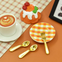 Mini kit de couverts en résine (couteau, fourchette, cuillère), accessoires de bricolage pour maison de poupée et jeux d'imitation