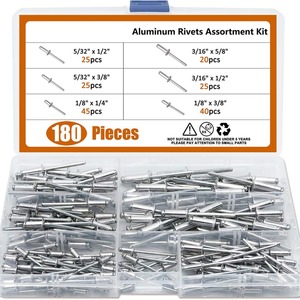Aluminum Rivets Assortment Kit 180pcs Blind Rivets M3.2 M4 M4.8 For Metal Repair - Product Image 1