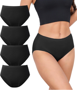 Culottes Hipster Femme Taille Moyenne 100% Fibre de Bambou Sans Couture Respirantes Tricotées Couleur Unie Usage Quotidien Logo à la Taille - Product Image 1