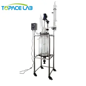 Topacelab快速必需化学双层夹套玻璃反应器实验室结晶器设备20升夹套玻璃容器