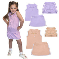 Ensemble Décontracté Scolaire 2 Pièces Ruidian pour Petite Fille: T-shirt Sans Manches à Revers et Jupe-leggings Motif Uni pour la Rentrée Scolaire