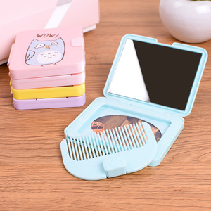 Portable Comb And Mirror <b>Set</b> <b>Square</b> Plastic Folding Makeup Mirror Mini Round Mirror For Travel Outdoor Use - Product Image 1