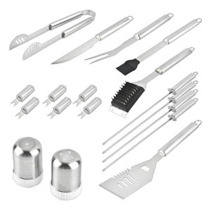 Juego de Accesorios Premium para <span class=keywords><strong>Barbacoa</strong></span> al Aire Libre, 18 Piezas, Acero Inoxidable, Multifuncional, con Estuche de Aluminio - Product Image 2