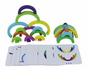 Montessori Wooden <strong>Rainbow</strong> <strong>Stacking</strong> Game Learning Toy Geometry Building <strong>Blocks</strong> Educational <strong>Stacking</strong> Ring Toys for Kids - Product Image 2