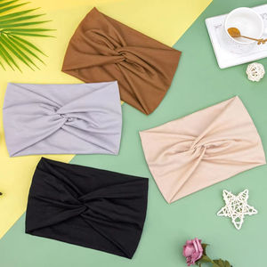 Diademas anchas para mujer, con nudo, antideslizantes, suaves, tipo turbante, accesorios para el cabello, estilo bohemio africano, de color liso. - Product Image 4