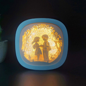 2025 Diy 3D Paper Cut Light Box Plastic Round Photo Frame Art Home Decor Promotional <strong>Gift</strong> <strong>Items</strong> for Handcraft Product - Product Image 4
