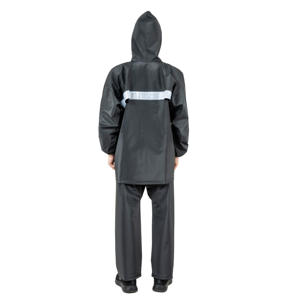 Veste <span class=keywords><strong>de</strong></span> <span class=keywords><strong>pluie</strong></span> tricotée en PVC classique noir respirant imperméable pour les travailleurs en plein air Construction pêche Agriculture Logo - Product Image 3