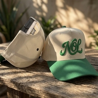 Gorra de Béisbol Unisex de Lujo de 5 Paneles con Bordado de Letras Vintage y Estampado de Goma en Relieve, Estilo Formal Americano