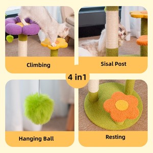 Askılı oyuncaklar küçük çiçek tasarımı ile sevimli kapalı kedi kulesi kapalı kediler için ahşaof yapılmış <span class=keywords><strong>Sisal</strong></span> tırmalama mesajları - Product Image 4