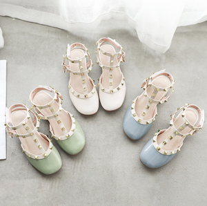 Nuevas Sandalias con Hebilla y Remaches para Niñas, Zapatos de Rendimiento con Tacón y Piedras Brillantes - Product Image 1