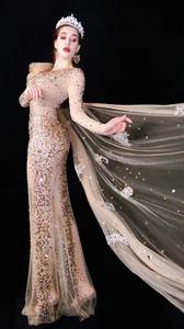 Nouvelles Arrivées Vêtements 2026 Robe de Soirée Formelle <span class=keywords><strong>Sexy</strong></span> Fée Déesse en Dentelle Scintillante avec Traîne Nude Robe de Nuit Tendance - Product Image 4