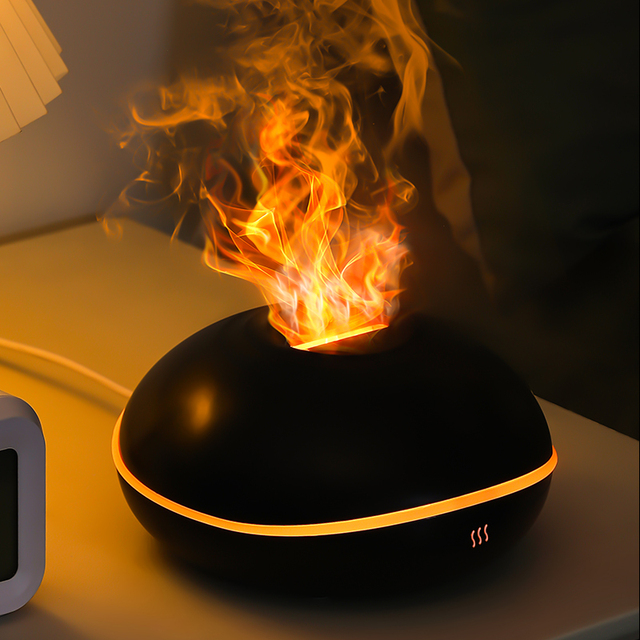 Portable Scent Diffuser Essential Oil Aromatherapy LED Light Machine Ultrasonic Flame Effect Aroma Air Diffuser for Home